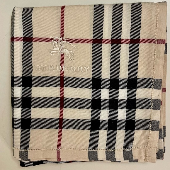 Burberry Accessories - Authentic Vintage Burberry London Nova Check Handkerchief – Embroidered Logo